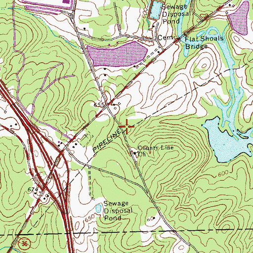 Topographic Map of County Line School (historical), GA