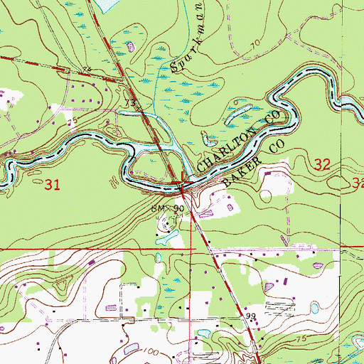 Topographic Map of Smith Bridge, GA