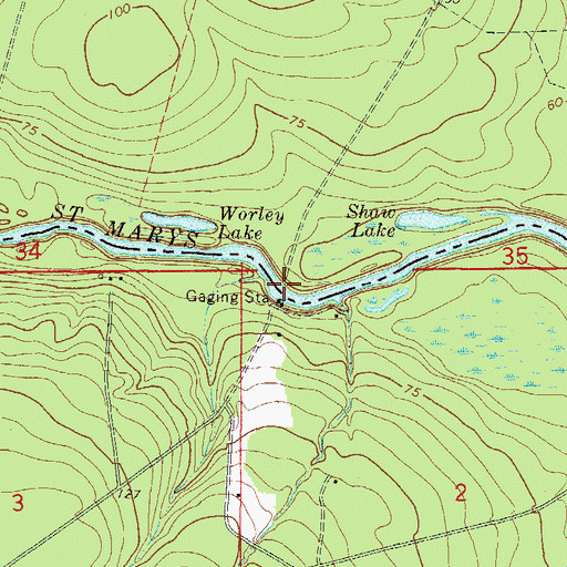 Topographic Map of Stokes Bridge (historical), GA