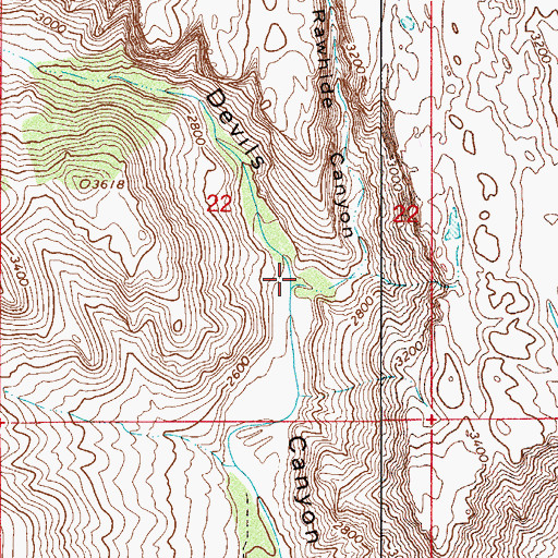Topographic Map of Rawhide Canyon, AZ
