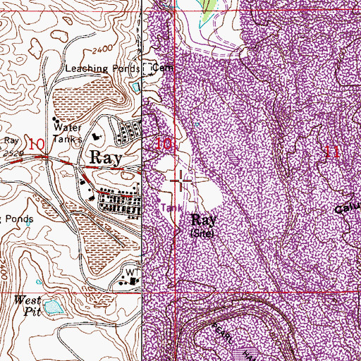 Topographic Map of Ray, AZ