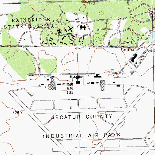 Topographic Map of Bainbridge Air Base Contract School (historical), GA