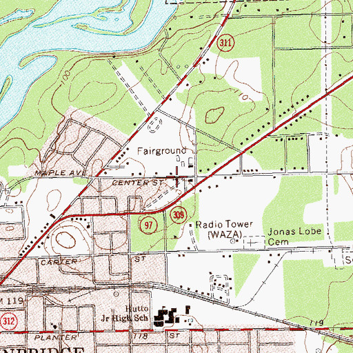 Topographic Map of Magnolia Church, GA