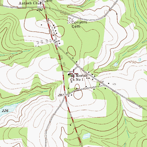 Topographic Map of Mount Moriah School (historical), GA