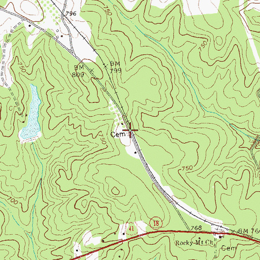 Topographic Map of Manry Cemetery, GA