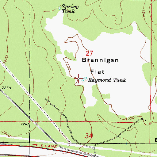Topographic Map of Raymond Tank, AZ