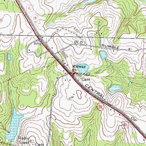Topographic Map of Midway School (historical), GA