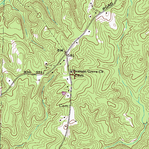 Topographic Map of Pleasant Grove Cemetery, GA