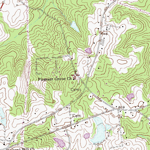 Topographic Map of Pleasant Grove School (historical), GA