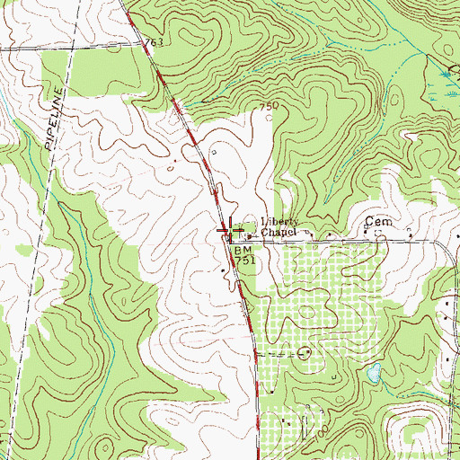 Topographic Map of Liberty School (historical), GA