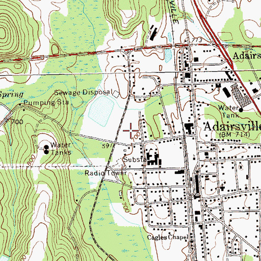 Topographic Map of Adairsville Elementary School, GA