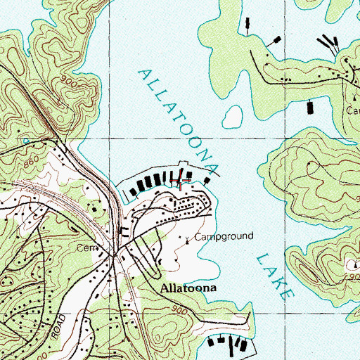 Topographic Map of Allatoona Landing, GA