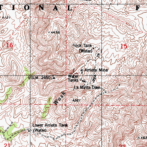 Topographic Map of Arrieta Mine, AZ