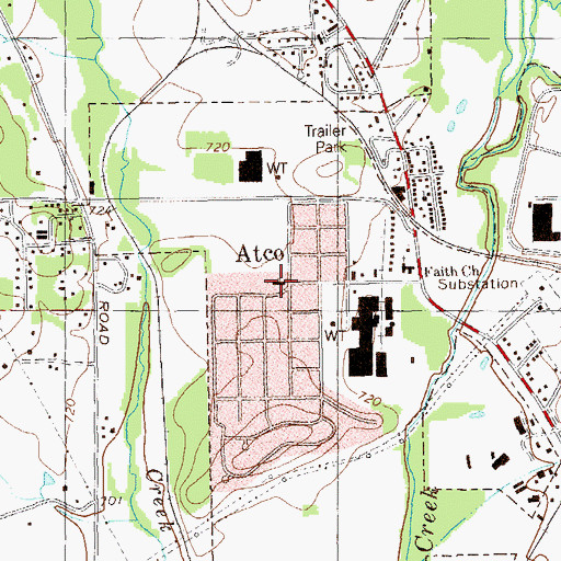 Topographic Map of Atco Baptist Church, GA