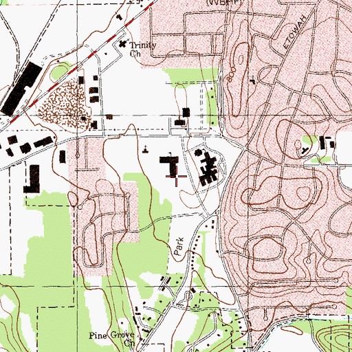Topographic Map of Cartersville Elementary School, GA