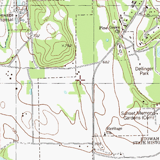 Topographic Map of Cartersville Middle School, GA