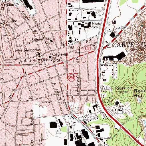 Topographic Map of Cartersville Village Shopping Center, GA