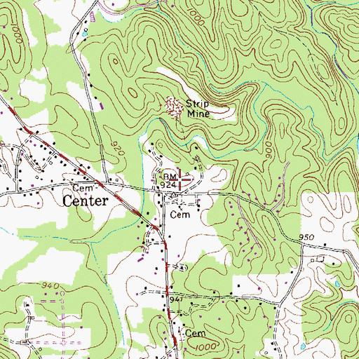 Topographic Map of Center Church, GA