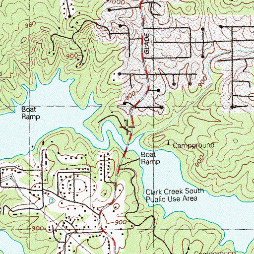 Topographic Map of Clark Creek Campground, GA