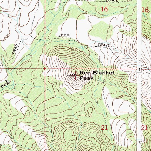 Topographic Map of Red Blanket Peak, AZ
