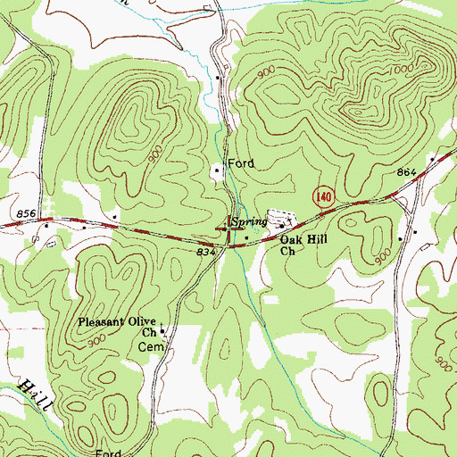 Topographic Map of Faith Church, GA