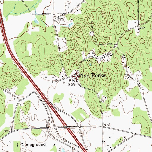 Topographic Map of Five Forks School (historical), GA