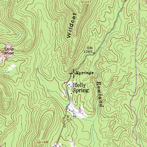 Topographic Map of Holly Springs, GA