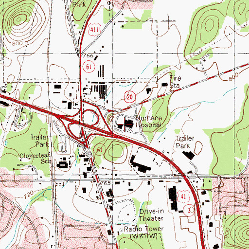 Topographic Map of Humana Hospital, GA