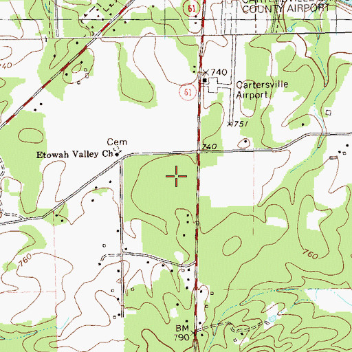 Topographic Map of Indian Valley, GA