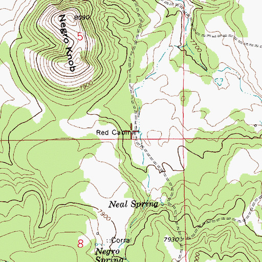Topographic Map of Red Cabin, AZ