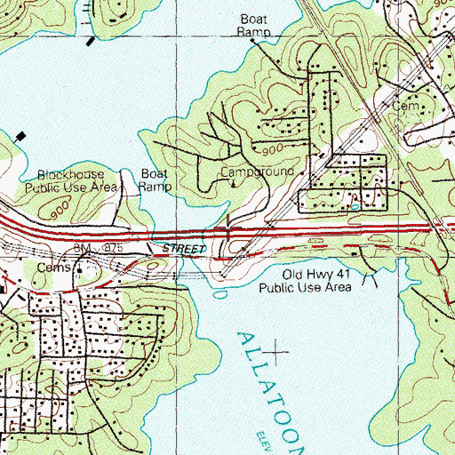 Topographic Map of Old Highway 41 Recreation Area, GA