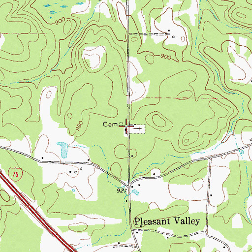 Topographic Map of Pleasant Valley Church, GA