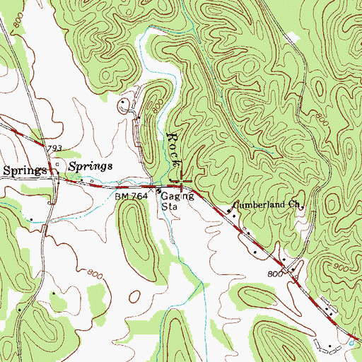 Topographic Map of Rock Creek School (historical), GA
