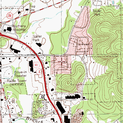 Topographic Map of Roving Hills Estates, GA