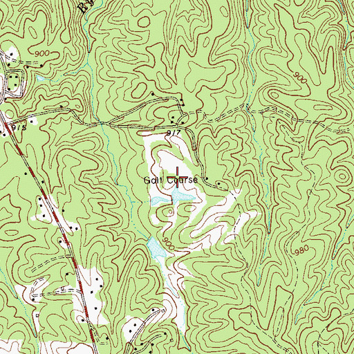Topographic Map of Royal Oaks Golf Course, GA