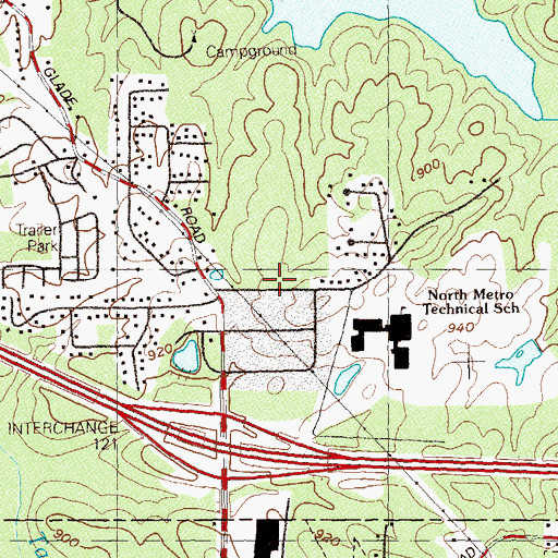 Topographic Map of Sequoyah Estates, GA