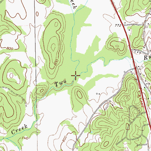 Topographic Map of South Fork Two Run Creek, GA