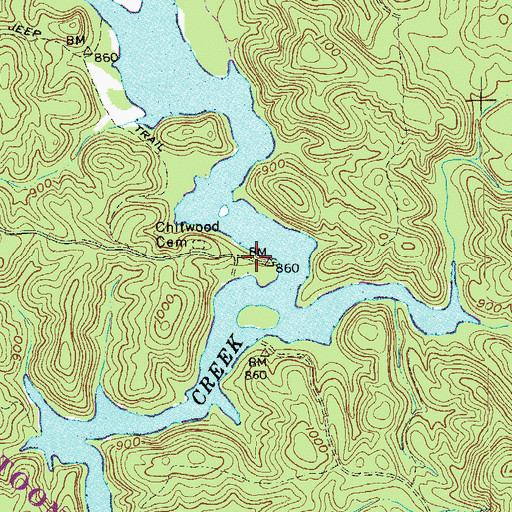 Topographic Map of Upper Stamp Creek Campground, GA