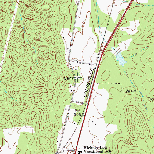 Topographic Map of Vaughan Cemetery, GA