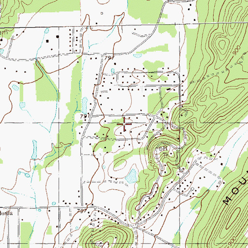 Topographic Map of Walker Hills, GA