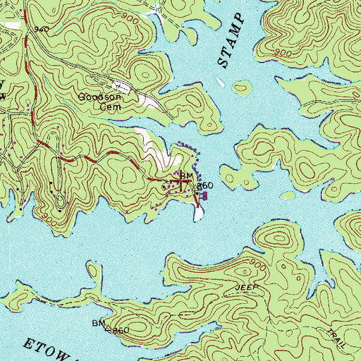 Topographic Map of Wilderness Camp, GA