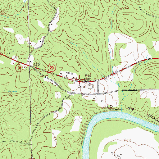 Topographic Map of Woollys (historical), GA