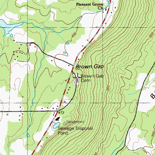 Topographic Map of Brown Gap Cemetery, GA