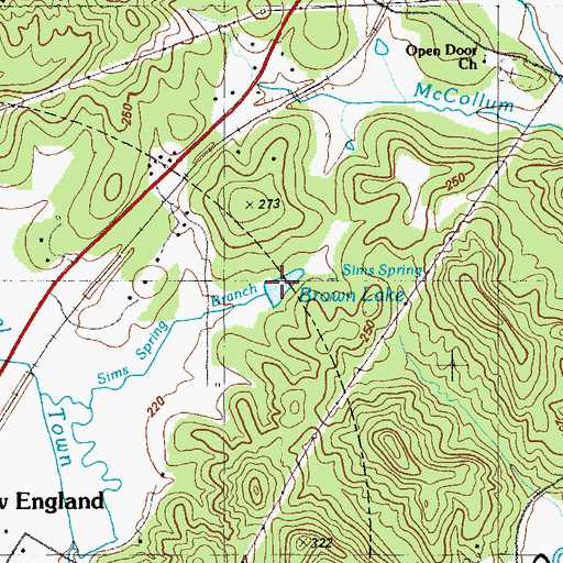 Topographic Map of Brown Lake, GA