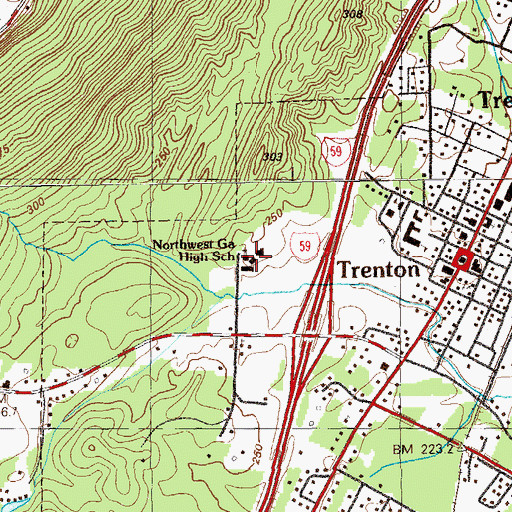 Topographic Map of Dade Middle School, GA