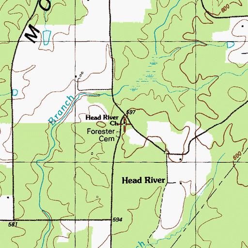 Topographic Map of Head River School (historical), GA
