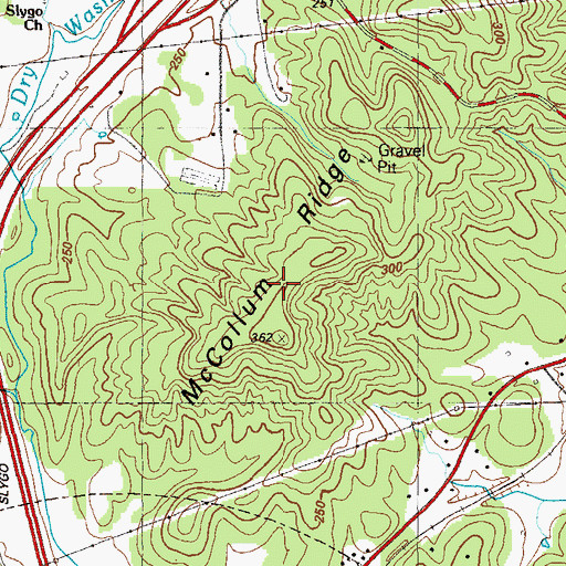 Topographic Map of McCollum Ridge, GA