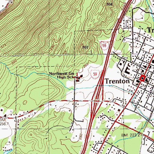 Topographic Map of Northwest Georgia High School, GA