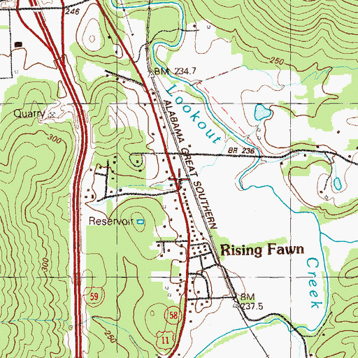 Topographic Map of Rising Fawn Baptist Church, GA