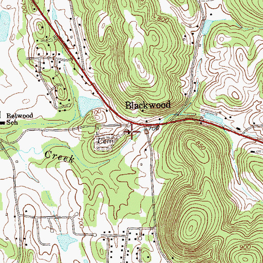 Topographic Map of Blackwood Baptist Church, GA